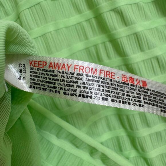 Free People Movement Bright Green Sheer Stripe Long Sleeve Crop Athletic Top Lar - Picture 7 of 8